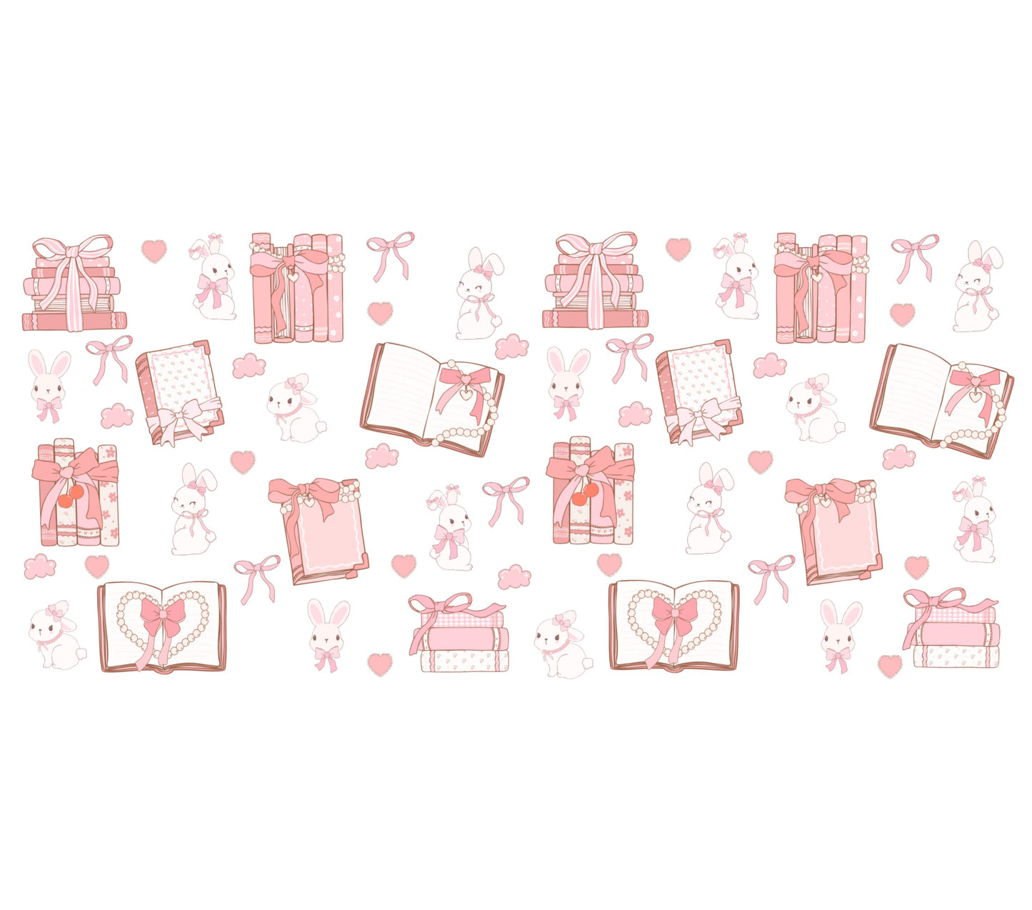 Cute Bunny and Gift Pattern Wrapping Paper, Pink and White Holiday Decor, Rabbit-Themed Birthday Supplies