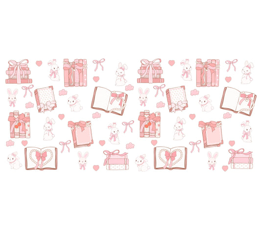 Cute Bunny and Gift Pattern Wrapping Paper, Pink and White Holiday Decor, Rabbit-Themed Birthday Supplies