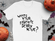 Halloween Themed T-Shirt 'What's Your Favorite Scary Movie?' Spooky Casual Wear