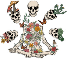 Floral Skeleton Print, Boho Skull Artwork, Vintage Botanical Illustration, Nature Inspired Home Decor