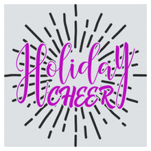 the words holiday cheer on a grey background