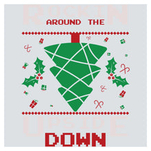 a cross stitch christmas card with a christmas tree