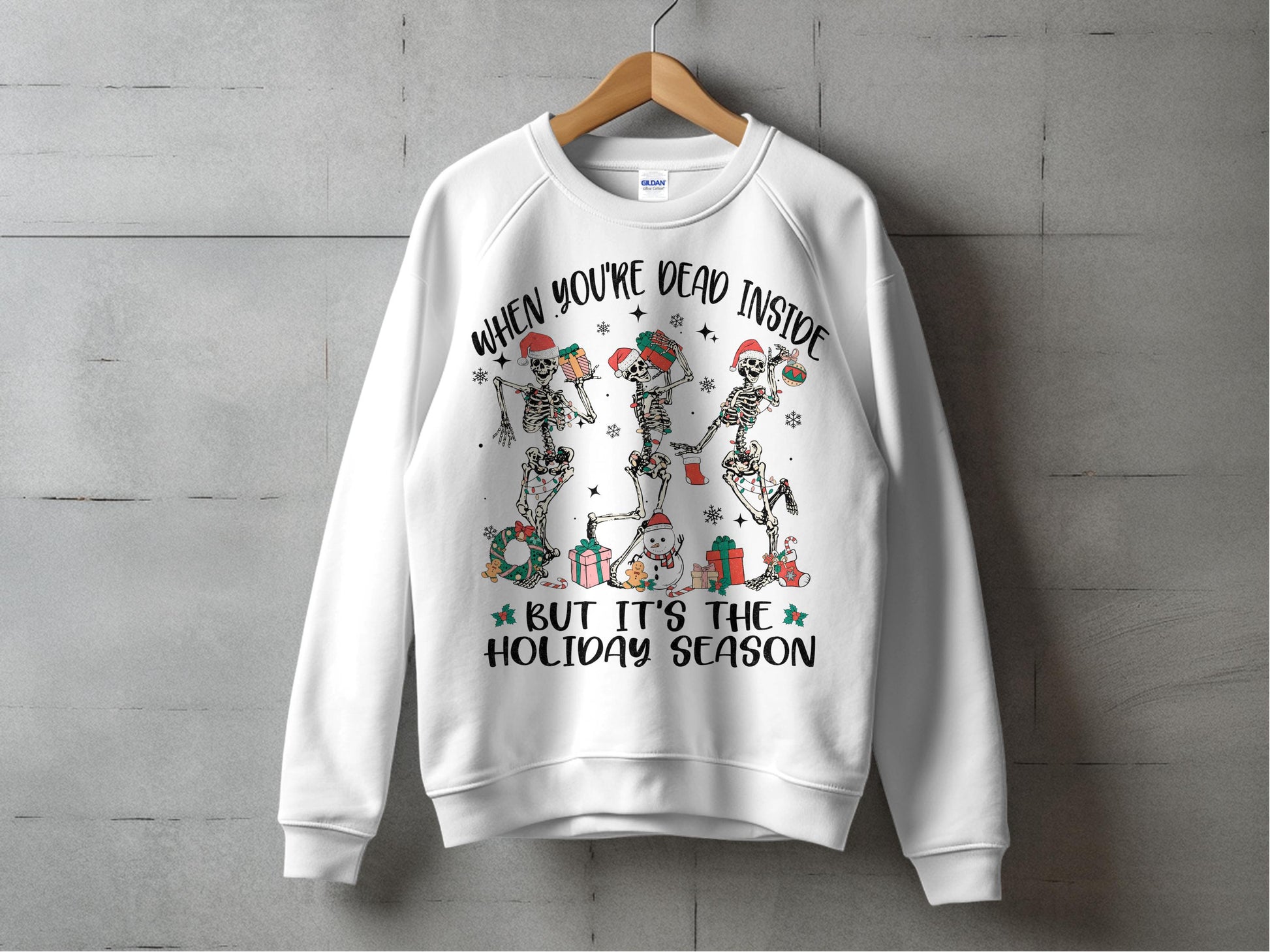 Funny Christmas Sweatshirt, Dead Inside Holiday Season, Ugly Christmas Sweater, Festive Winter Apparel, Unisex Adult Clothing