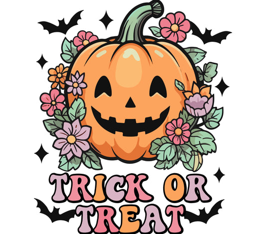 Halloween Pumpkin Sticker, Trick or Treat Floral Decal, Autumn Seasonal Decor, Cute Jack-o-Lantern Design