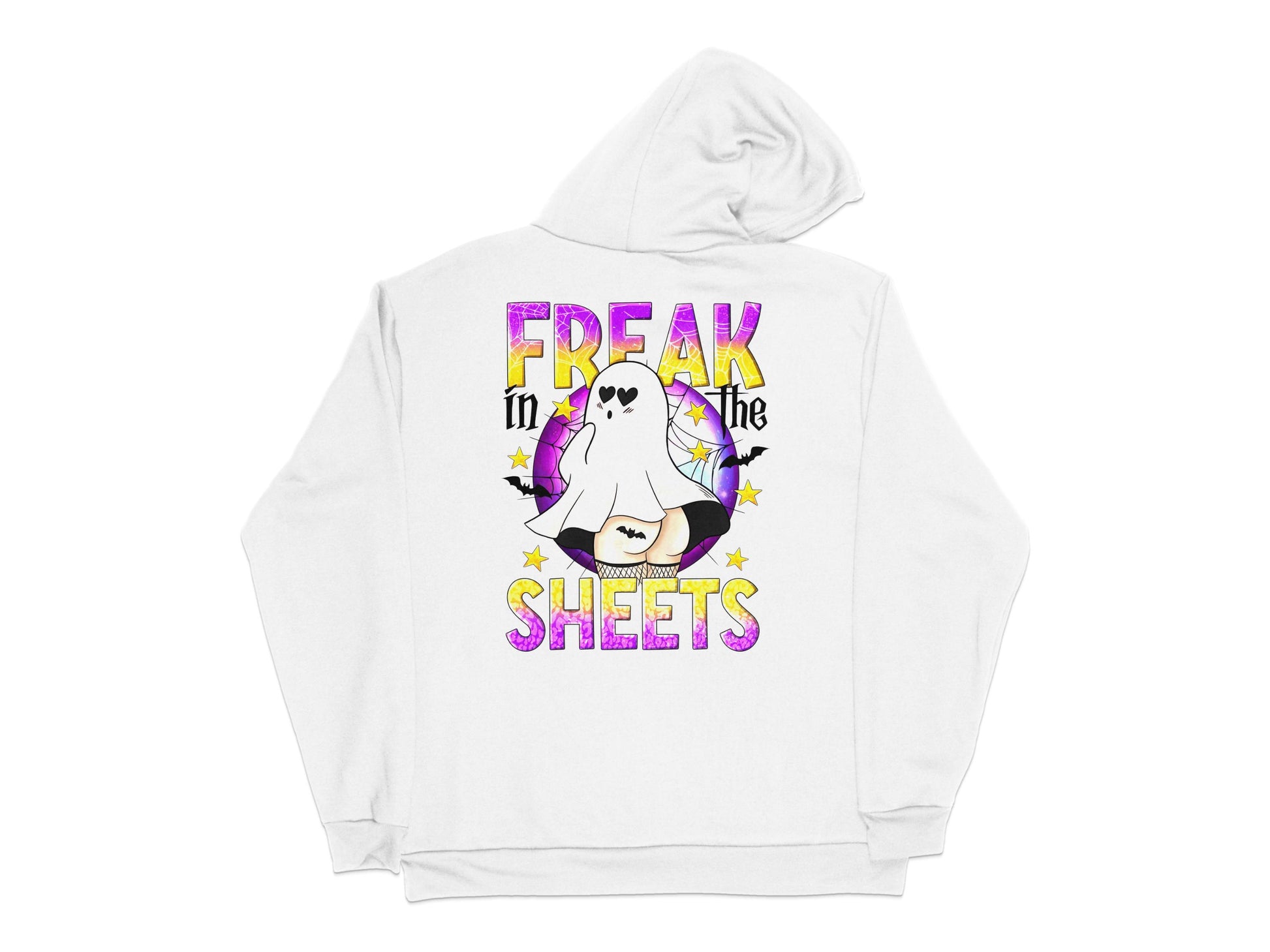 Freak in the Sheets Hoodie, Funny Unicorn Graphic, White Pullover, Casual Streetwear, Adult Humor Sweatshirt, Gift Idea