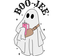 Boo-Jee Ghost T-Shirt, Cute Ghost Drinking Coffee, Funny Halloween Graphic Tee, Unisex Adult Casual Wear