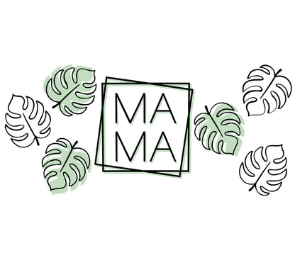 Tropical Mama Wall Art, Green Monstera Leaf Print, Modern Home Decor, Minimalist Typography Poster