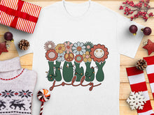 Festive Holiday T-Shirt with Colorful Floral Peace Sign Design, Christmas Gift Idea, Unisex Graphic Tee