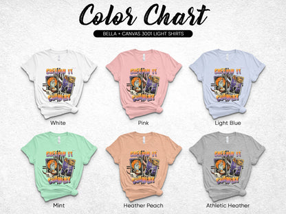 Colorful Graphic T-Shirts, Bella Canvas 3001, Light Casual Apparel, Variety Pack, Multiple Colors Available