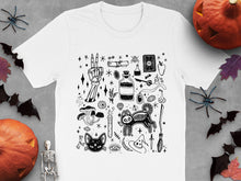 Halloween Witchy Graphic T-Shirt, Spooky Cat and Potion, Occult Symbols, Unisex Adult Casual Tee