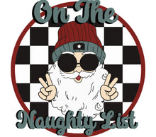 Hipster Santa Claus Christmas T-Shirt Design, Naughty List Graphic Tee, Festive Holiday Apparel