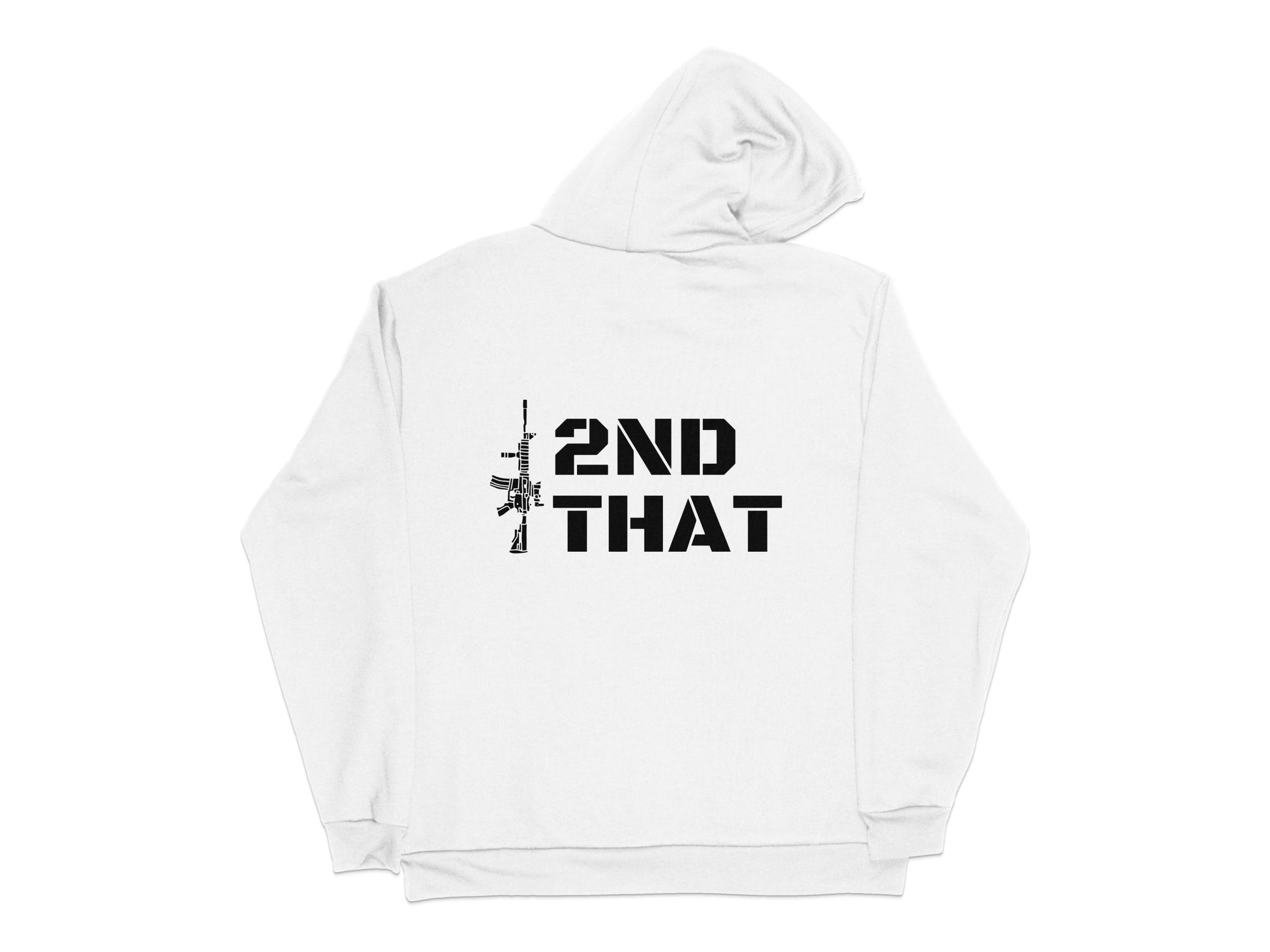 Trendy Graphic Hoodie with Text '2ND THAT' - White Unisex Pullover, Casual Streetwear