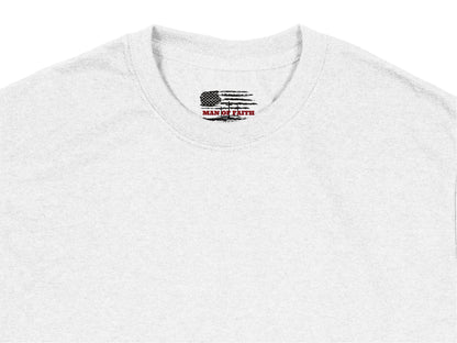 Men of Culture White T-Shirt, Embroidered American Flag Design, Casual Streetwear, Soft Cotton Tee, Patriotic Fashion Top