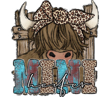 Mini AF Leopard Print Bow Cow Horns Rustic Wooden Background Kids T-Shirt Graphic