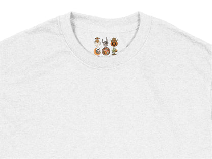Cute Cat Embroidered T-Shirt, Unisex White Cotton Tee with Cartoon Cats, Casual Summer Top for Cat Lovers