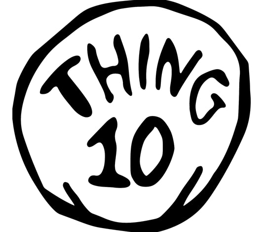 Thing 10 Circle Badge Graphic Black and White Minimalist Design Icon Illustration