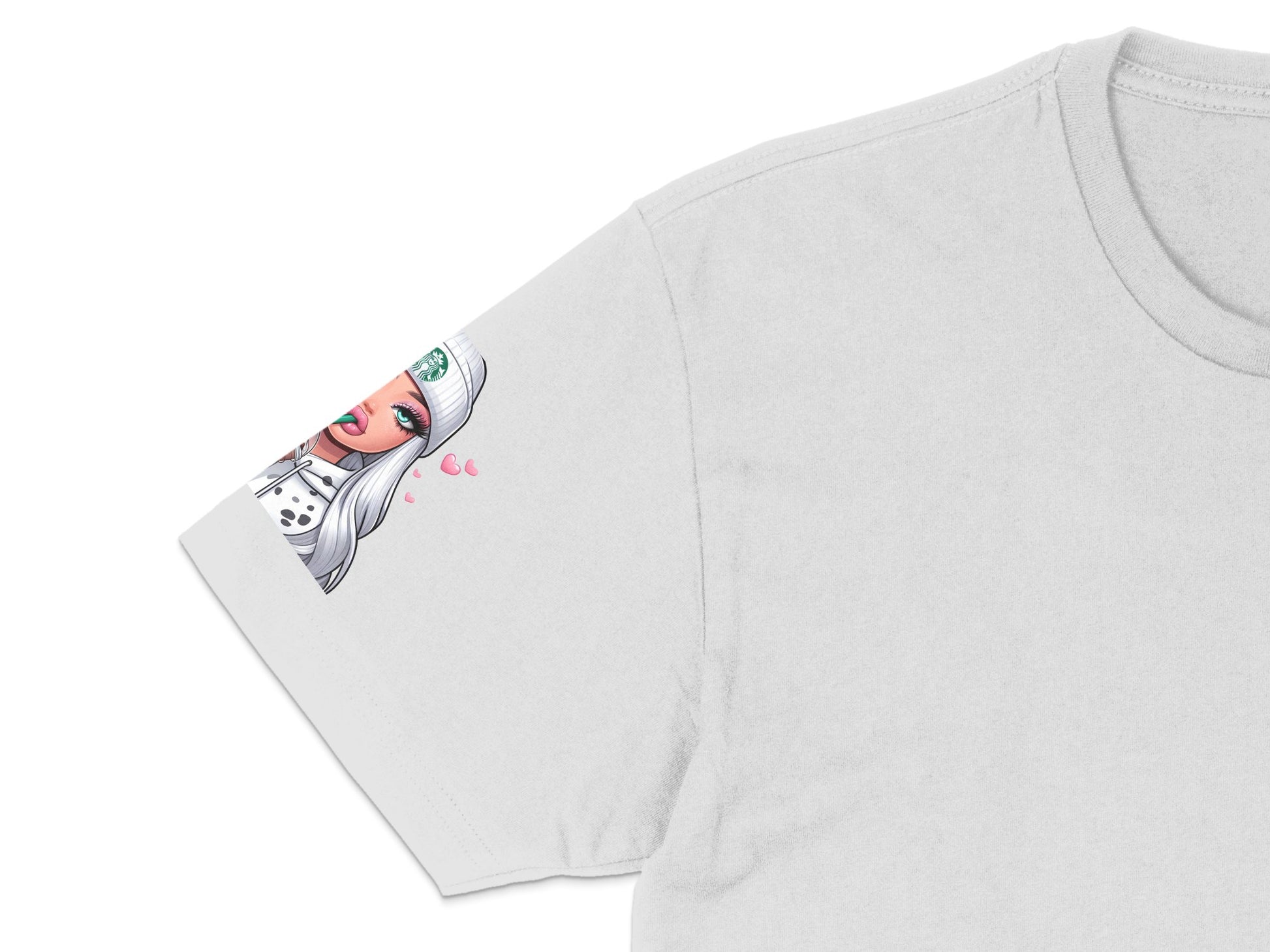 Women's T-Shirt with Unique Fashion Illustration, Stylish Casual Graphic Tee, Artsy Female Portrait Design, Soft Cotton Top