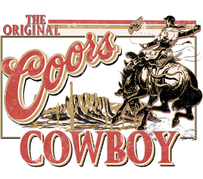 Vintage Coors Cowboy Beer Ad Poster, Retro Western Rodeo Wall Art, Collectible Brewery Decor