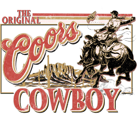 Vintage Coors Cowboy Beer Ad Poster, Retro Western Rodeo Wall Art, Collectible Brewery Decor