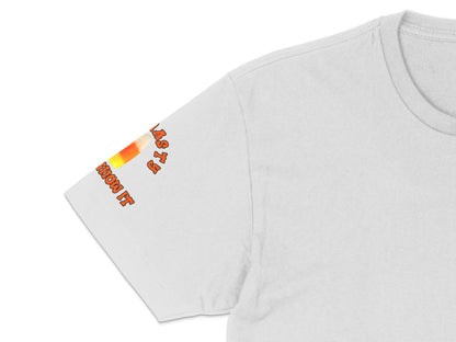 White T-Shirt with Abstract Sunset Design, Casual Unisex Summer Tee, Trendy Streetwear