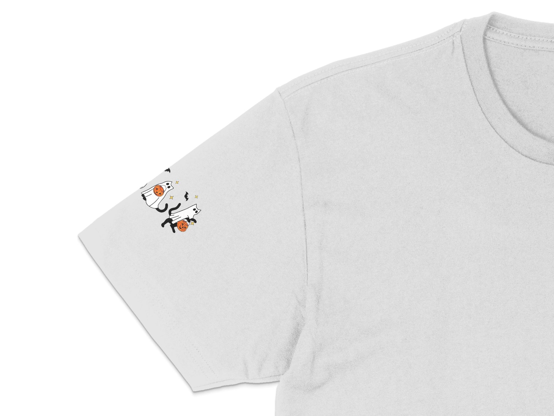 White T-Shirt with Cute Cartoon Cat Design, Unisex Casual Graphic Tee, Comfortable Cotton Top for Cat Lovers