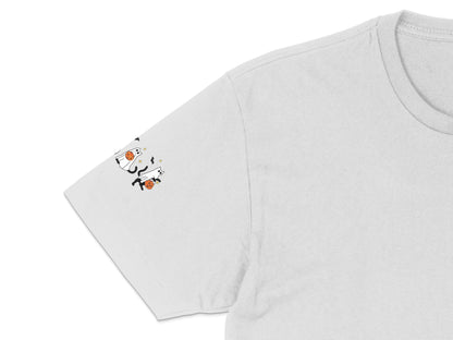 White T-Shirt with Cute Cartoon Cat Design, Unisex Casual Graphic Tee, Comfortable Cotton Top for Cat Lovers