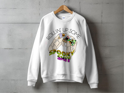 Spooky Cute Sweatshirt, Halloween Cartoon Ghosts and Candy, Unisex Fall Fashion, Casual Comfy Pullover, Autumn Apparel