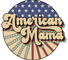 American Mama Patriotic Sticker, USA Flag Stars Stripes, Vinyl Decal for Laptop Car Window