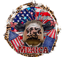 Patriotic Cow Print T-Shirt, American Flag, Merica Bull Graphic Tee, Independence Day Apparel