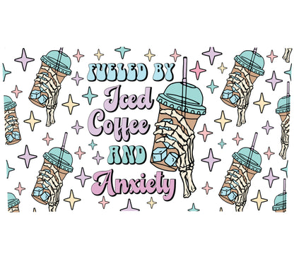 Iced Coffee and Anxiety Graphic Print, Colorful Starbucks Cup Design, Trendy Wall Art, Fun Coffee Lover Gift, Instant Download Artwork