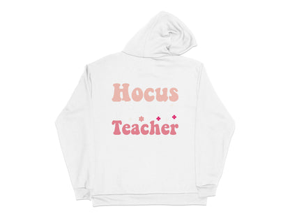 Hocus Teacher Hoodie, Halloween Teacher Sweatshirt, Autumn Pink Graphic, Casual Fall Apparel