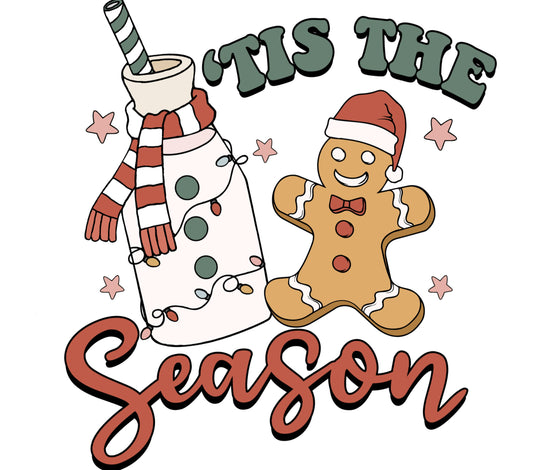 Christmas Gingerbread Man and Milkshake Graphic, Festive Holiday Season Clipart, Digital Download, Cute Xmas Illustration for Crafts