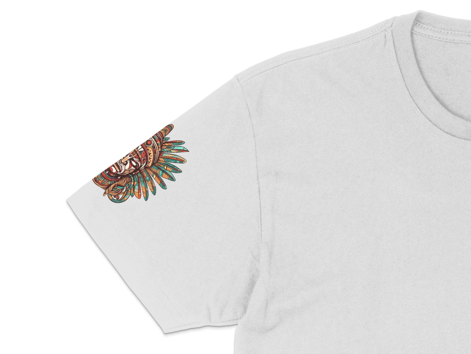 Men's White T-Shirt with Tribal Tiger Design, Graphic Tees, Unique Animal Illustration Shirt