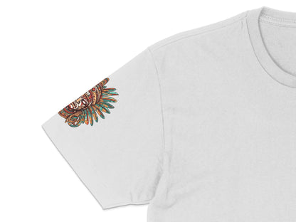 Men's White T-Shirt with Tribal Tiger Design, Graphic Tees, Unique Animal Illustration Shirt