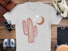 Desert Cactus Moon T-Shirt, Vintage Graphic Tee, Southwestern Style, Casual Unisex Apparel