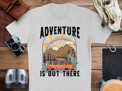 Adventure Outdoor T-Shirt, Vintage Van Graphic, Camping Tee, Sunset Mountain Design, Unisex Fashion Shirt