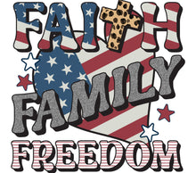 Patriotic Faith Family Freedom T-Shirt Design, American Flag Cross, Independence Day Graphic Tee, USA Stars and Stripes Print