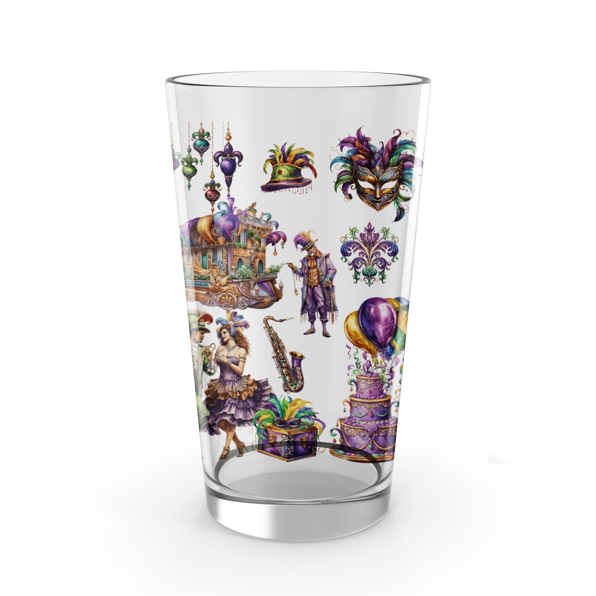 Mardi Gras Themed Tumbler, Colorful Carnival Glass, New Orleans Festive Drinkware, Unique Party Cup, Decorative Barware Gift Idea