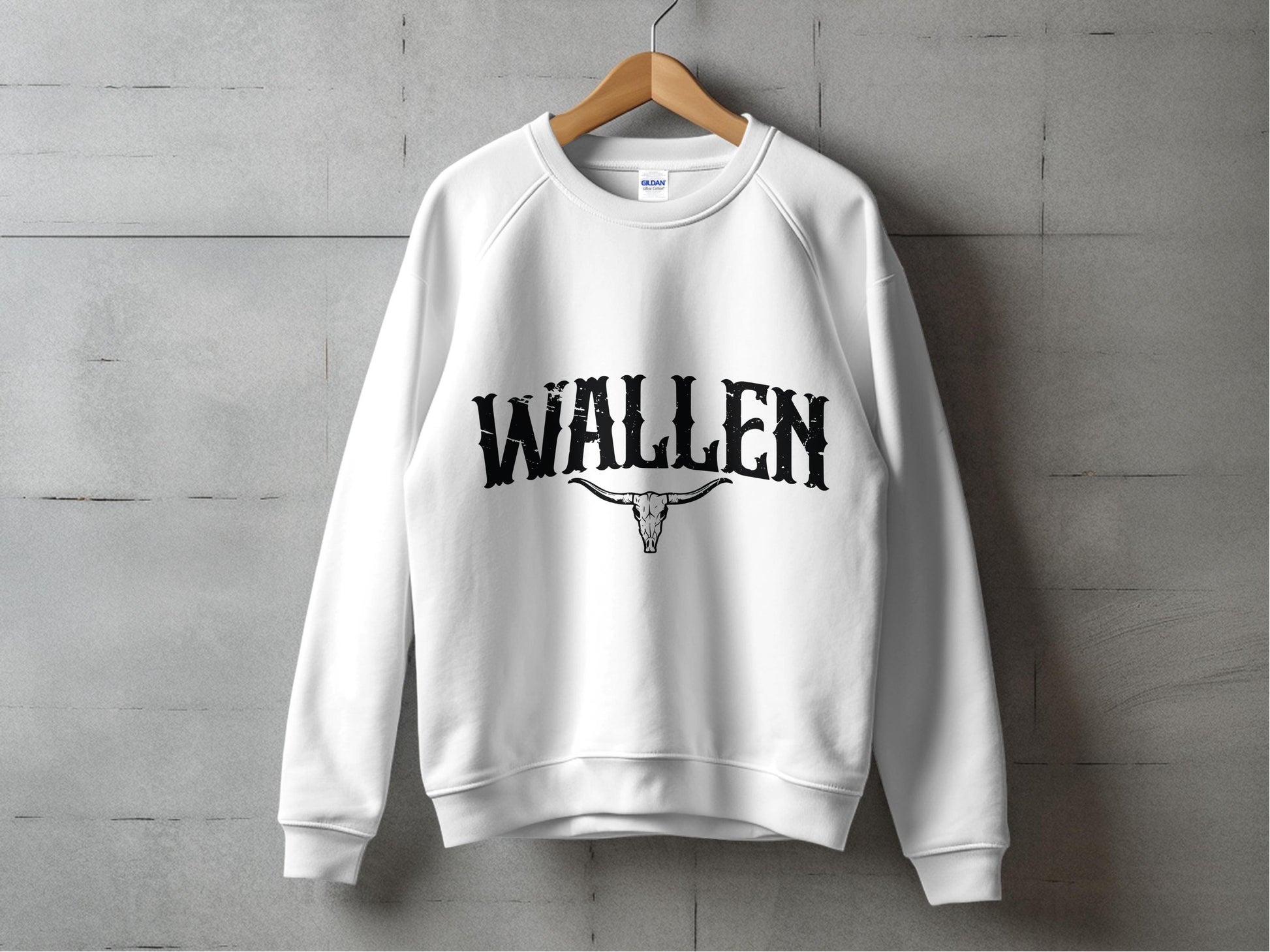 Wallen Bull Skull Graphic Sweatshirt, Unisex White Pullover, Casual Streetwear, Fashionable Autumn Clothing