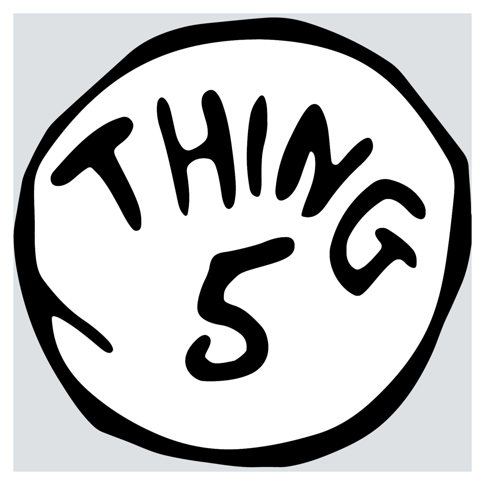a black and white drawing of the word thing 5