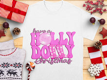Holly Dolly Christmas T-Shirt, Pink Graphic Holiday Tee, Festive Winter Apparel, Unisex Gift Idea