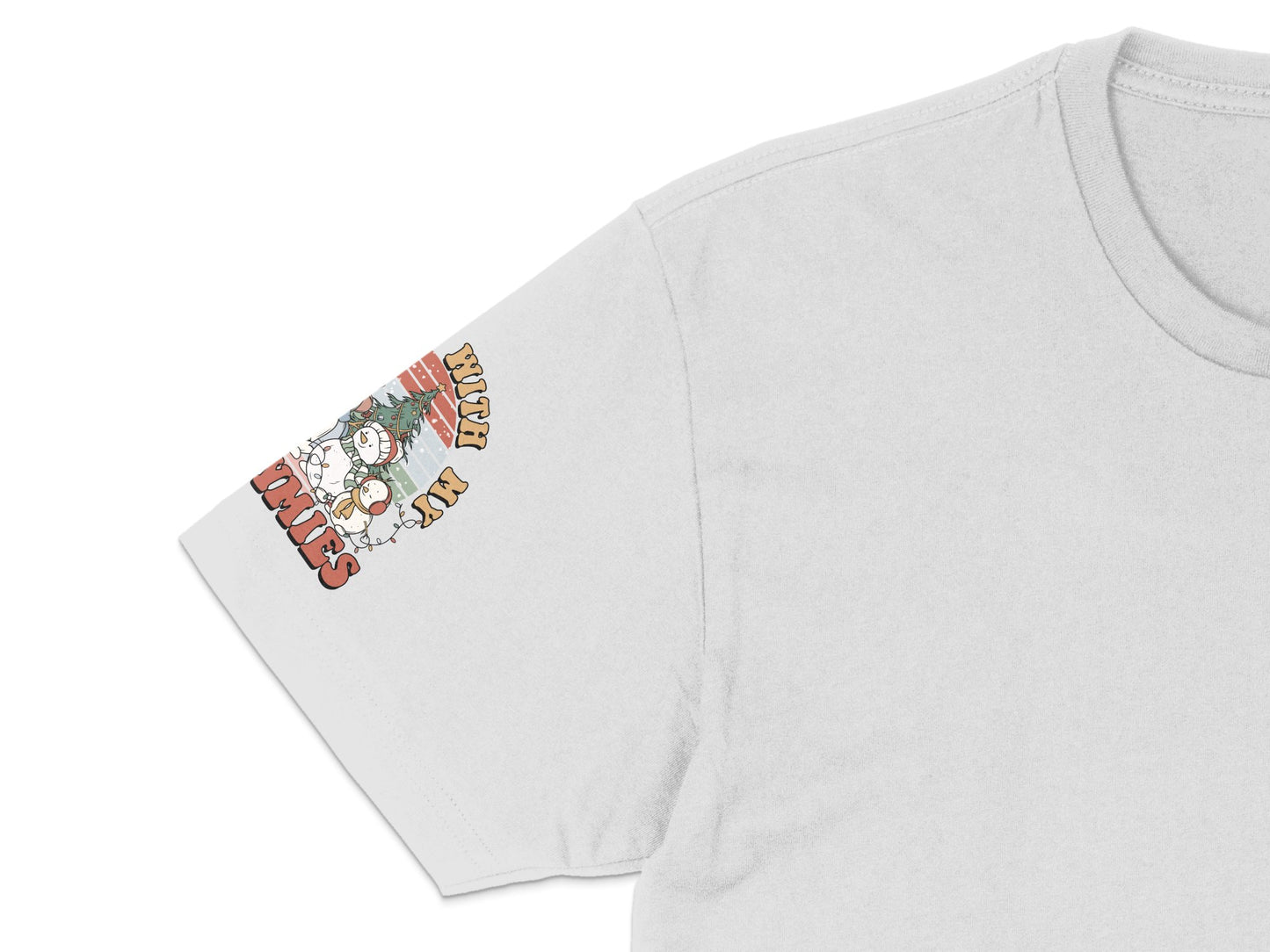 White T-Shirt with Colorful Vintage Cat Graphic, Unisex Casual Fashion Tee