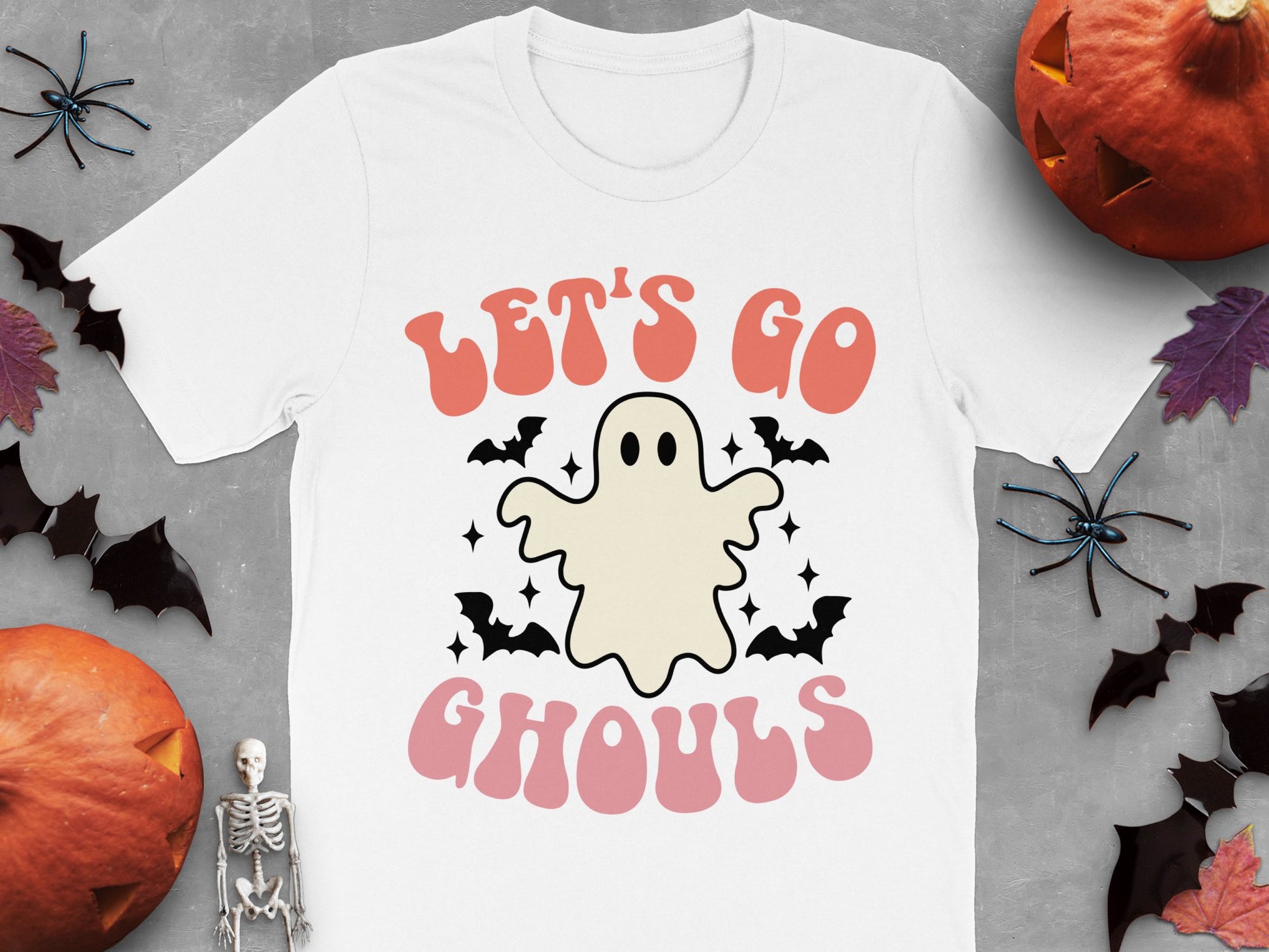 Halloween Ghost T-Shirt 'Let's Go Ghouls' Cute Spooky Tee, Unisex Fall Festival Apparel, October Party Outfit, Fun Ghost Costume