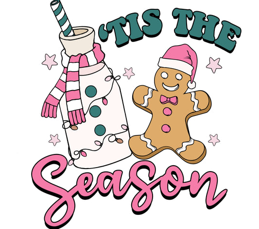 Tis The Season Milkshake and Gingerbread Man Christmas Sticker, Holiday Decor, Festive Vinyl Decal