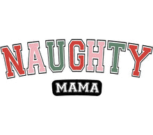 Naughty Mama Graphic T-Shirt Design, Retro Style Bold Text, Colorful Women's Fashion Top, Vintage Inspired Mother's Tee