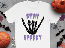 Stay Spooky Skeleton Hand T-Shirt, Halloween Graphic Tee, Unisex Fall Festival Apparel, October Clothing Gift Ideas