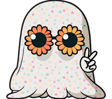 Cute Floral Ghost Sticker, Daisy Eyes Ghost Decal, Fun Spooky Spirit, Halloween Vinyl Sticker for Laptops and Notebooks