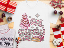 Festive Christmas Tree T-Shirt, Pink Holiday Graphic Tee, Winter Celebration Cotton Shirt