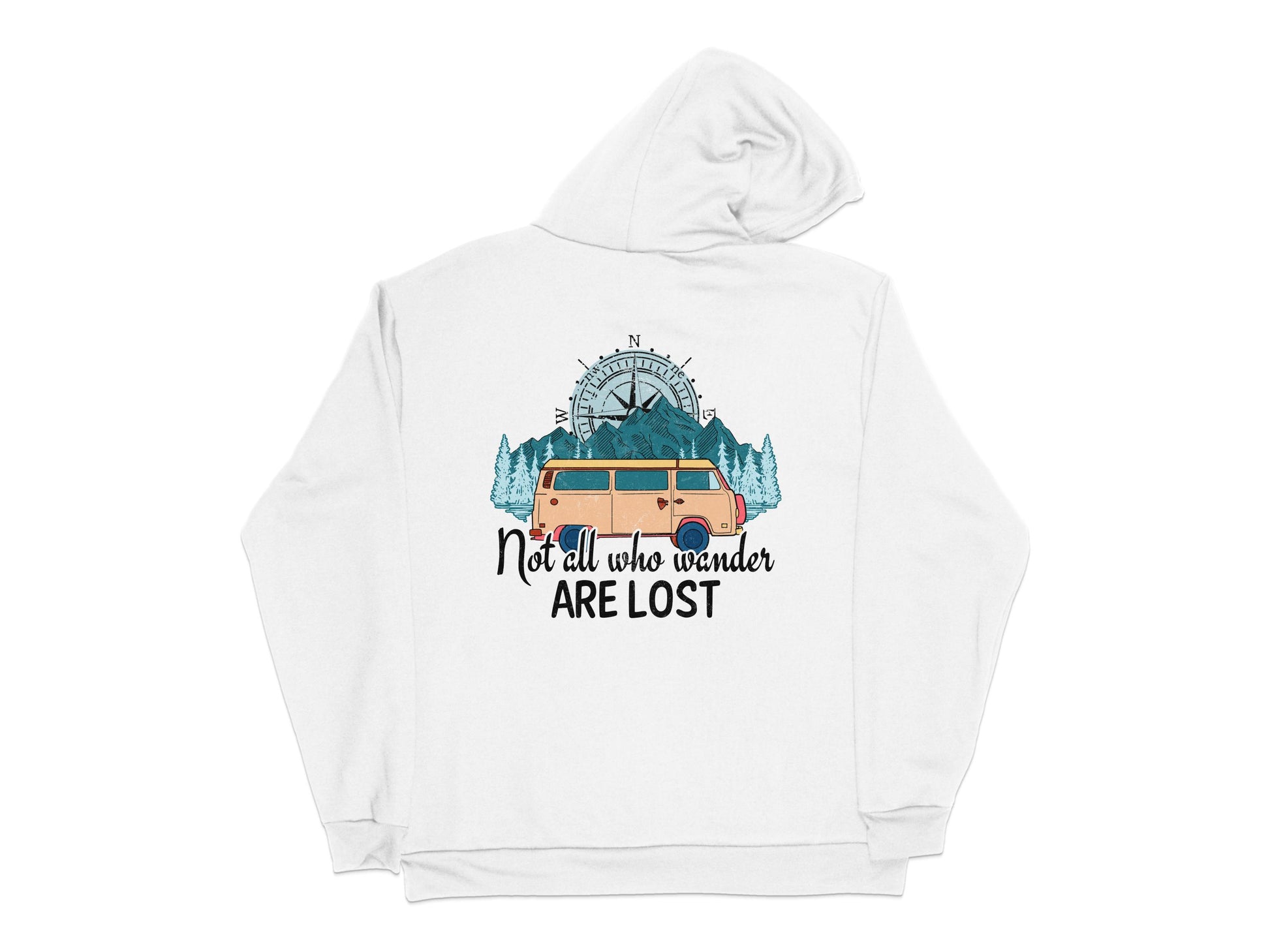 Vintage Van Graphic Hoodie, Wanderlust Adventure, Camping Pullover, Unisex Travel Sweatshirt, Mountain Design