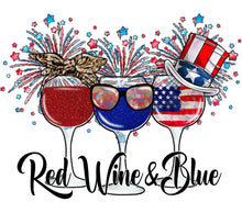 Patriotic Wine Glasses SVG, Red Wine and Blue, Fourth of July Clipart, American Flag Design, Independence Day Digital Download, Sparkle